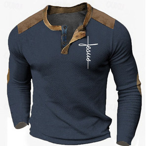 Camicia Henley Vintage <span class=keywords><strong>da</strong></span> Uomo a Maniche Lunghe con Grafica 'Built 60 Years <span class=keywords><strong>Ago</strong></span>' e Bottoni, Stile Casual Retrò - Product Image 6