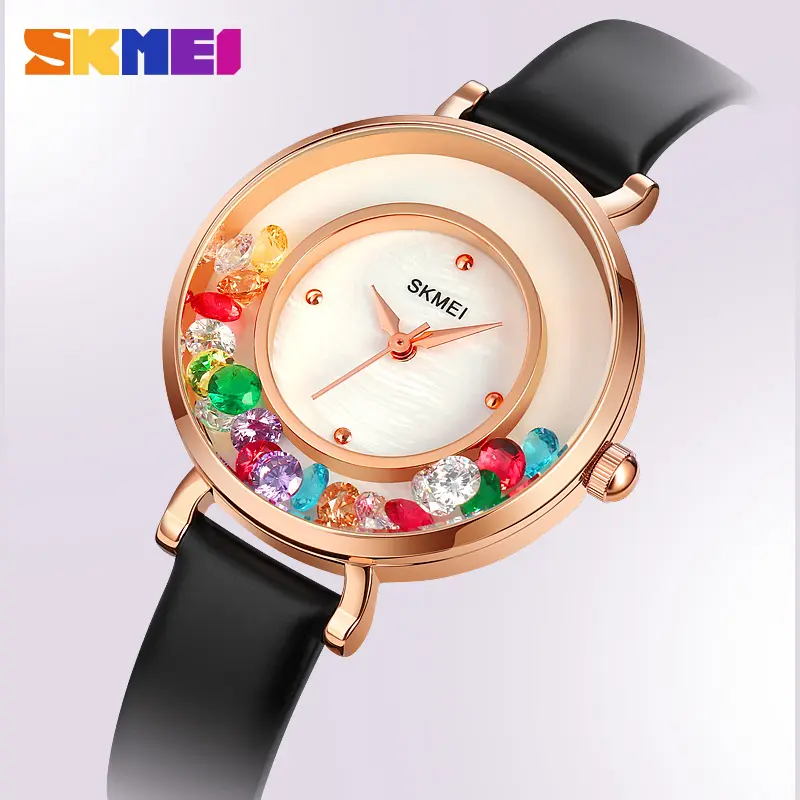 SKMEI 2041 unique fashionable unisex quartz watch low price leather strap waterproofing creative Casual simplicity wrist watch