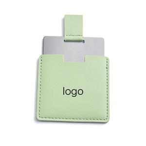 Portable Card Shape Single Side Custom Logo Cosmetic Pocket <b>Makeup</b> <b>Mirror</b> with PU Pouch - Product Image 6