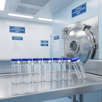Flacons en verre stériles de 5 ml, prêts à l'emploi (RTU), type borosilicate, pré-lavés, dépyrorigénés, pour usage pharmaceutique