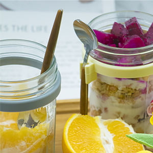 Juego de Frascos de Vidrio para Avena Nocturna de 300 ml con Marcas en ml y oz, Frasco de Vidrio Tipo Mason con Cuchara - Product Image 5