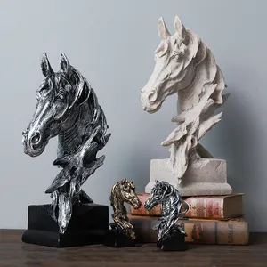 Groothandel 9 paarden sculptuur-Hot Koop Tafel Decoratie Hars Dier Standbeeld Hars Paard Hoofd Standbeeld Voor Huisdecoratie