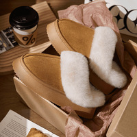 Bottes d'Hiver en Fourrure Moelleuse pour Femmes, Semelle Épaisse Douce, Chaussons Chaleureux d'Intérieur Respirants et Confortables