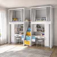 Lit superposé multifonctionnel pour étudiants avec bureaux et casiers intégrés, structure métallique, lit 2 places pour université et auberge