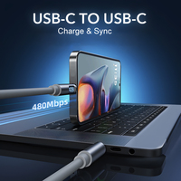 Nuevo Cable PD de 60W, Tipo C a C, Carga Rápida PD con Pantalla Digital en Tiempo Real, Cable de Datos Flexible TPE de 1m 2m