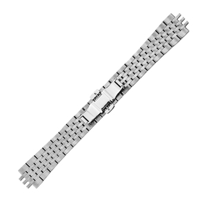 Correa de reloj de acero inoxidable en tono plateado, correa de repuesto con eslabones cepillados para uso informal de negocios - Product Image 2