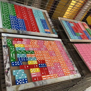 Juego de bloques de dominó con brillo acrílico, juego de seis dominó Jumbo de dominó, doble 9 piezas - Product Image 1