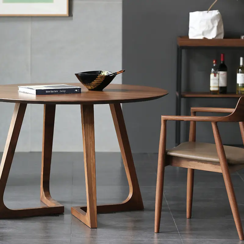Tables en bois massif de noyer de haute qualité meubles en bois Tables à manger rondes Café Maison Restaurant Meubles de salle à manger
