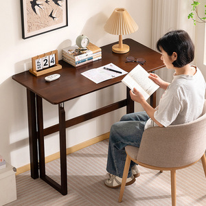 Small apartment computer desk, student single desk, solid wood, foldable, simple office desk for dormitory and bedroom, - Product Image 3