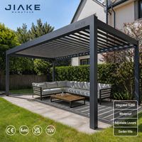 Pergola de jardin en aluminium Jiake avec toit à lames intégré coupe-vent, structure de protection pour patio arrière de villa