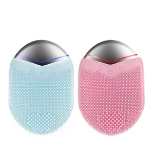 4 In 1 Sonic Skin Care Beauty Massage Face Make Up Brushes Silicone Face Cleanser Paint Massager Brush Red Blue Light Face Brush