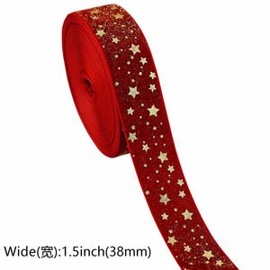 Ruban en velours pailleté de haute qualité 3,8 cm pour emballage cadeau de Noël 10 yards/rouleau - Product Image 2