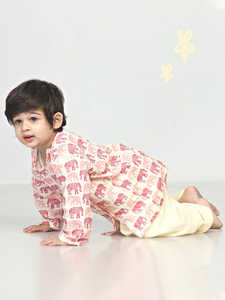 Kurta pour bébé garçon avec imprimé éléphant ethnique et pantalon dhoti, tenue traditionnelle pour enfants, vêtements de fête confortables en coton pour tout-petits - Product Image 2