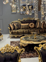 Canapé de luxe royal en bois massif de style français, italien et européen, avec tissu amovible et lavable, design sculpté plaqué or, pour salon