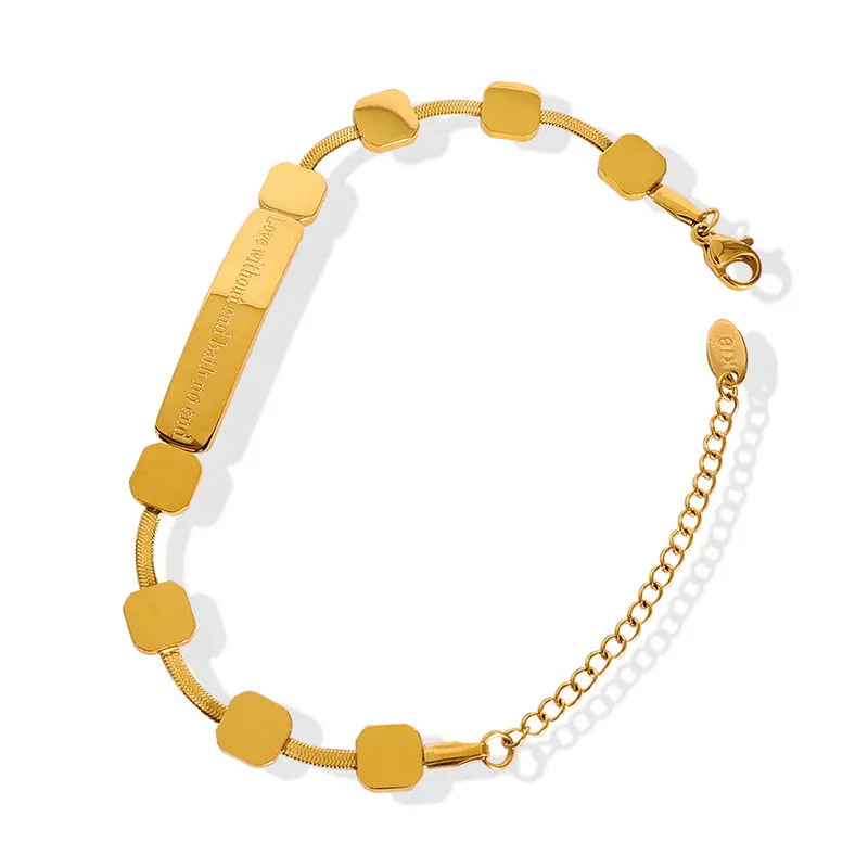 Pulseira personalizada minimalista de gravura, bracelete personalizado de 18k dourado em aço inoxidável, bracelete para melhor amigo e presente de namorada