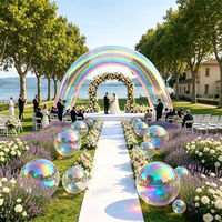 Ensemble de boules miroir irisées et d'arche de boules miroir, arche de mariage gonflable géante pour la décoration de fond d'événements et de fêtes de mariage