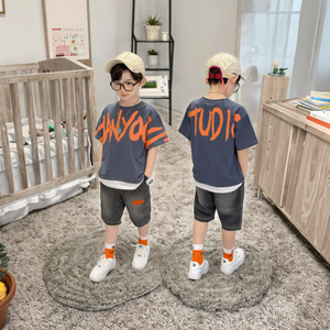 High Quality Summer European <strong>Boys</strong> <strong>Clothing</strong> Sets Casual Cotton Striped Shirt Pants 9 Years Two Pcs Print Suit CC BABY Model 21129 - Product Image 3