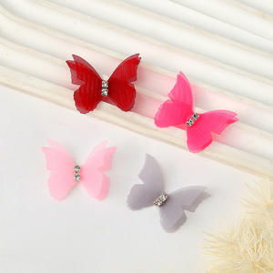 Новинка 3D шелковая заколка-бабочка двухслойная с бриллиантовым орнаментом Милая стильная ткань художественные аксессуары для волос повязка на голову - Product Image 2