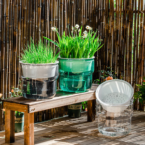 <span class=keywords><strong>Pot</strong></span> de fleurs rond <span class=keywords><strong>en</strong></span> résine P425, épaissi, transparent, auto-arrosant avec niveau d'eau visible, contrôle des racines, respirant, grand format - Product Image 1