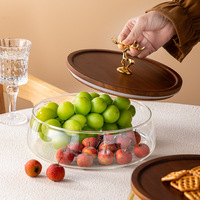 Plateau à fruits en verre hermétique et boîte à fruits secs et noix, rangement de collations pour table basse, modèle pour salon domestique