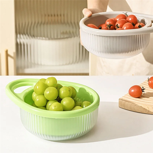 2025 Trendhollow Drain Basket Kitchen Multifunctional Double-Layer Fruit And Vegetable Portable Basket Kitchen Storage - Product Image 6