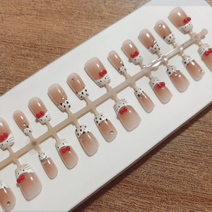 Venta al por mayor 30PCs Set Square Press on Nails Short Cute Cat Cow Wave Point ABS <span class=keywords><strong>Uñas</strong></span> artificiales - Product Image 1