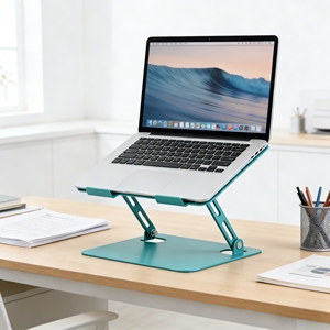 Nouveau support pliable robuste et réglable en métal pour ordinateur portable et tablette, rehausseur portable ergonomique avec refroidissement, angles réglables, style bureau pour ordinateur portable - Product Image 4