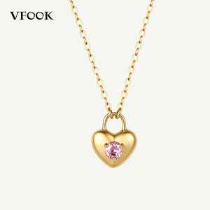 Collar VFOOK con Colgante en Forma de Candado, Símbolo de Amor Seguro, Joyería de Oro Sólido de 14K y 18K para Mujer, Regalo - Product Image 1