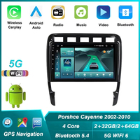 Autoradio Android 9 pouces avec GPS, navigation, WIFI, 4G, Carplay sans fil, lecteur vidéo pour Porsche Cayenne 2002-2010