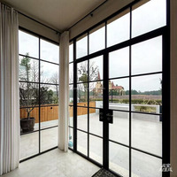 Fenêtres à battants en aluminium à rupture de pont thermique, à économie d'énergie, avec design extérieur en verre, pour usage intérieur/extérieur, réduisant la circulation de l'air