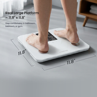 트랜스텍 체지방 분석기 X-Large 80x120mm 유리 LED 디스플레이 8개 사용자 프로필 스마트 디지털 180kg 용량 BIA 배터리 앱