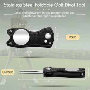 Herramienta de Golf Plegable de Acero Inoxidable OEM, Herramienta Magnética para Reparar Divots de Golf, Marcador de Pelota de Golf con Logotipo Personalizado - Product Image 4