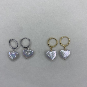 Boucles d'oreilles en argent sterling 925 <span class=keywords><strong>de</strong></span> haute qualité en forme <span class=keywords><strong>de</strong></span> cœur avec perle d'eau douce, jolies boucles d'oreilles à clous, bijoux tendance pour les fêtes, Noël, usage quotidien - Product Image 6