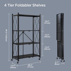 Floor-<b>standing</b> Multi-layer Installation-<b>free</b> Stainless Steel Corrosion Protected <b>Kitchen</b> Folding Shelf Wheels Shelf Rack - Product Image 2