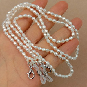 <span class=keywords><strong>Cordon</strong></span> de <span class=keywords><strong>lunettes</strong></span> pour <span class=keywords><strong>lunettes</strong></span> 75 cm, perle d'eau douce naturelle, en forme de grain de riz, mini cadeau pour femmes, 3-4mm, offre spéciale - Product Image 3