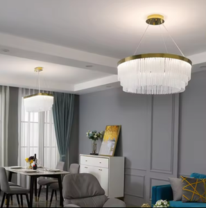 Lámpara de araña de Cristal Swarovski dorado colgante LED de decoración de hotel para el hogar redonda más vendida - Product Image 3