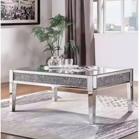 Table à thé en verre design de luxe moderne Table basse Table de rangement Décoration intérieure Art décoratif de luxe Verre de salon Chambre à coucher