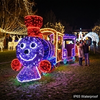 Escultura de Luz 3D con Motivo de Tren Navideño LED de Alta Gama, Decoración Portátil para Exteriores, Servicio de Alquiler para Eventos de Temporada