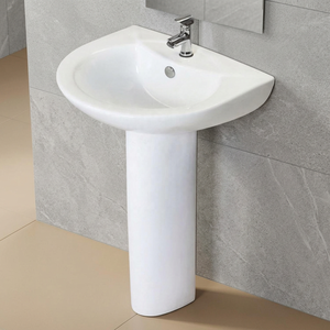 Ensemble de lavabo sur pied en céramique blanche grand format, style granit, pour salle de bain, articles sanitaires, vente en gros - Product Image 5