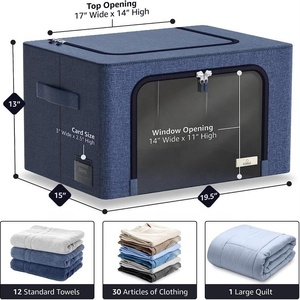 Stackable Lưu Trữ Quần Áo Bin Túi Hộp Tủ Quần Áo Tổ Chức Kệ Lưu Trữ Bin Với Khung Kim Loại Rõ Ràng Phía Trước Mạnh Mẽ Dây Kéo Cho Tấm - Product Image 3