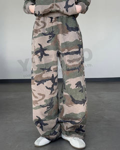 Setelan Hoodie dan celana olahraga kustom, setelan Hoodie katun kamuflase cuci asam Camo ukuran besar, setelan olahraga Streetwear pria - Product Image 4