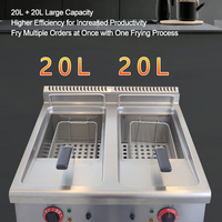 Équipement de cuisine professionnel, friteuse à gaz à double réservoir 20L*2 avec armoire, friteuse commerciale de grande capacité pour cuisine d'hôtel