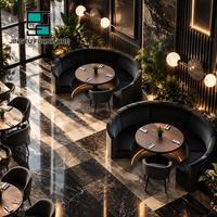 Sièges de restaurant en velours noir rembourrés, table et chaises en bois, mobilier de salle à manger d'hôtel, personnalisable, fabricant OEM en gros