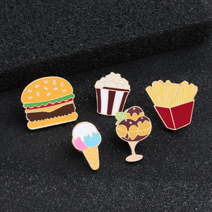 Spilla in lega con smalto a goccia a tema cibo: Fun Burger, Burger, <span class=keywords><strong>Popcorn</strong></span>, Corsage, Gelato, Patatine fritte - Product Image 2