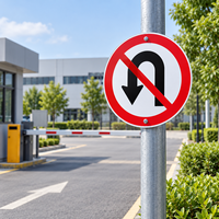 Panneau de signalisation routière rond en aluminium résistant aux intempéries, personnalisé, interdisant les retours en U, les virages à gauche et à droite, et les passages directs pour routes urbaines et municipales
