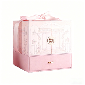 กล่องของขวัญลิ้นชักสองชั้นหรูหราหรูหราคุณภาพสูงออกแบบได้ตามที่ต้องการพร้อมด้วยประตูคู่เหมาะสำหรับห่อของขวัญห่อของขวัญและชุดความงาม - Product Image 2