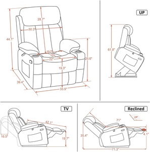 JKY Furniture Chaise inclinable électrique moderne relaxante et paresseuse avec massage et chauffage pour le salon - Product Image 6