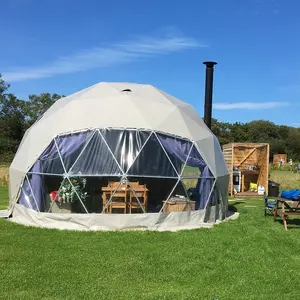 10m Outdoor Glamping Clear PVC Geodesic Dome Tent House For Hotel Living