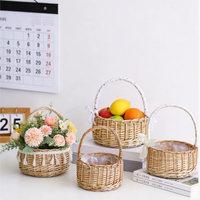 Panier à fleurs en saule tressé à la main, panier portable pour arrangements floraux, panier cadeau en saule pour les festivals