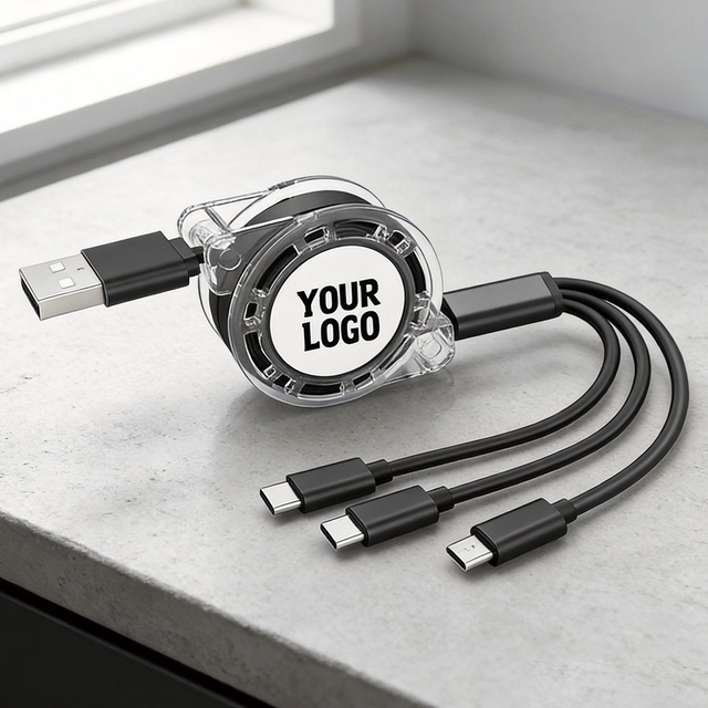 Gift Promotional Customized Brand Logo Design 3in1 USB Charging Cable Wholesale USB-C Plug Charger Cable